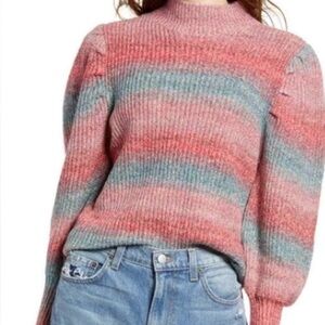 Leith Multicolor Striped Turtleneck Sweater
